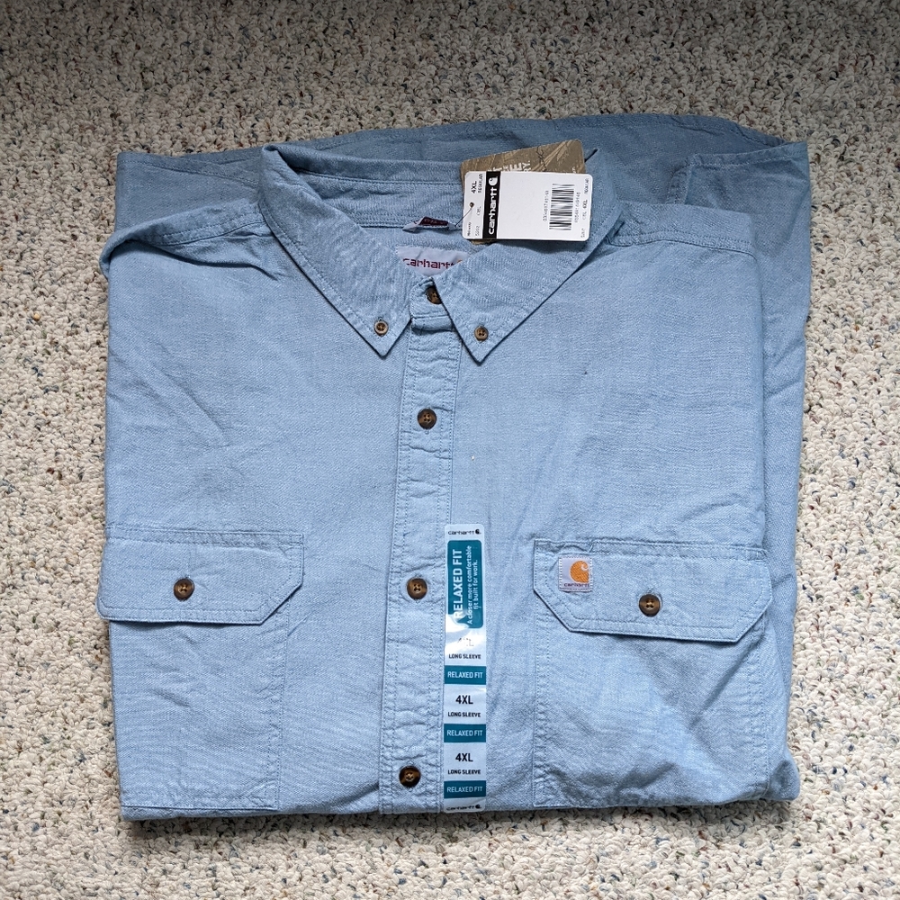 NWT Carhartt 4XL relaxed fit blue work shirt